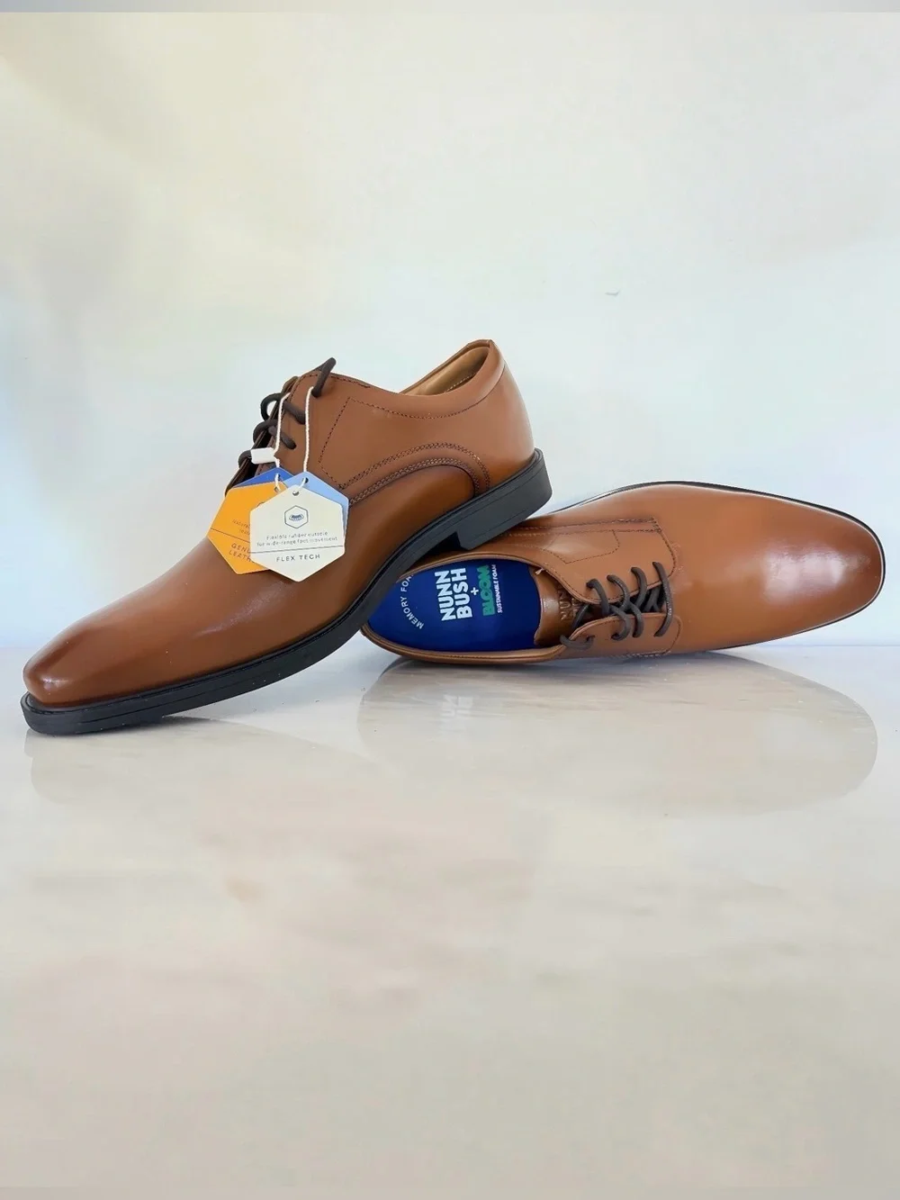 Nunn Bush Baxter Oxford Brown Leather Dress Shoes Mens 11.5 NEW Comfort